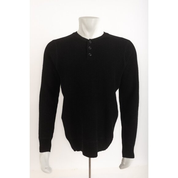 Schott NYC Mens Sweater Pullover Size S Black Wool Blend Waffle knit NWT - Picture 1 of 6